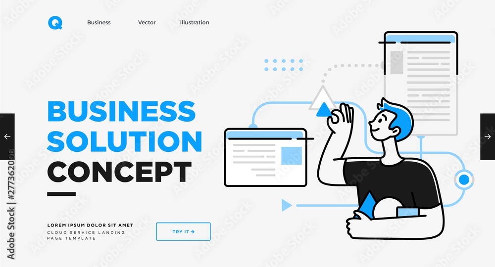 Poster presentation slide template or landing page website design. business concept illustrations. modern f