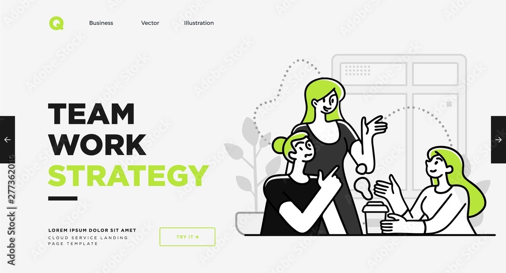 Sticker presentation slide template or landing page website design. business concept illustrations. modern f