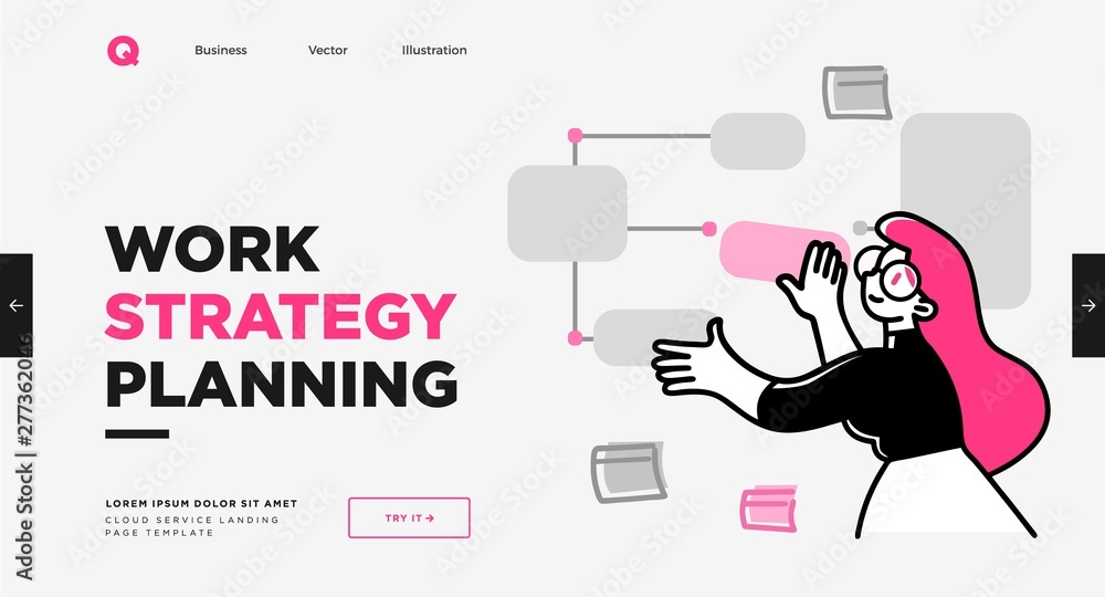 Poster presentation slide template or landing page website design. business concept illustrations. modern f