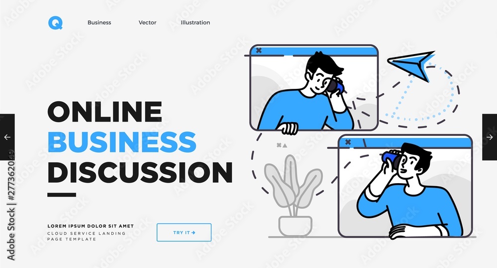 Poster presentation slide template or landing page website design. business concept illustrations. modern f