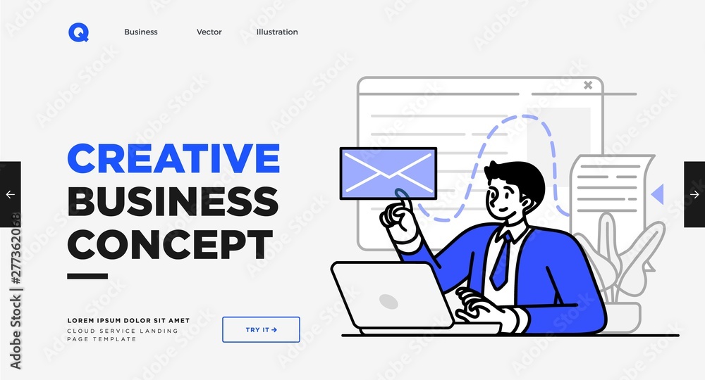 Poster presentation slide template or landing page website design. business concept illustrations. modern f