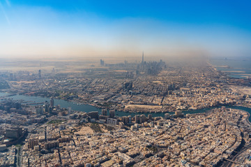 Dubai cityscape at daytime from the sky