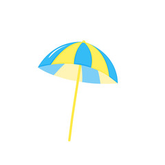 Beach Umbrella blue and yellow. The symbol of a holiday by the sea