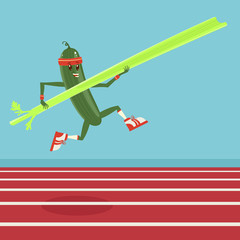 Obraz na płótnie Canvas Vector Illustration Cucumber Athlete Healthy Food Symbol