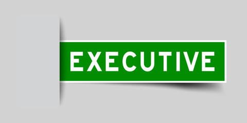 Label sticker green color in word executive that inserted in gray background