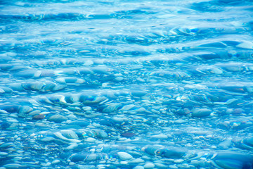 Konyaaalti beach in Antalya, Turkey, blue mediterranean sea, sunny weather. Travel and vacation at the resort