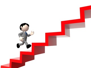 階段を駆け上るビジネスマン