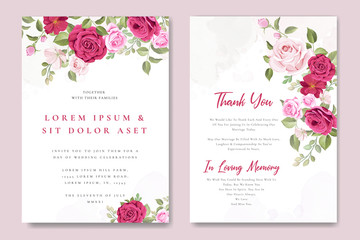 Fototapeta na wymiar beautiful wedding invitation card floral frame template