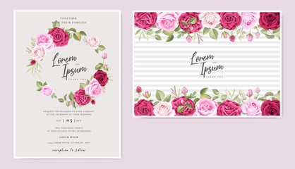 beautiful wedding invitation card floral frame template