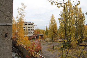 ruined and abandoned building in Pripyat city, apocalyptic town near to Chernobyl power plant hit by nuclear disaster in 1986, Chernobyl Exclusionn Zone, Ukraine, East Europe