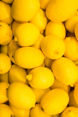 Pile of fresh yellow lemons