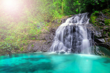 Tropical waterfall in the forest and mountain ,Ton Chong Fa in khao lak Phangnga South of Thailand....