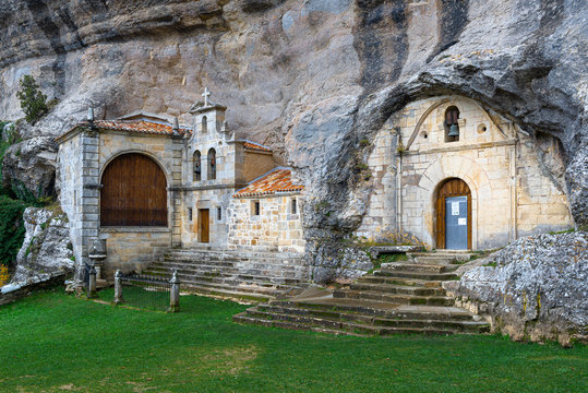 San Bernabe church in Ojo Guarena Natural Monument, Burgos, Spain