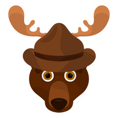 Isolated bear avatar with a hat with moose horns - Vector