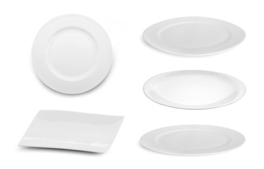 set of plate on white background