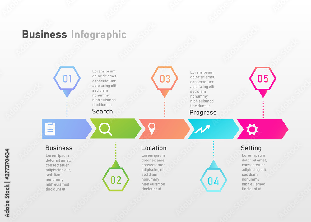 Poster business infographic design template, hexagonal style. used for workflow, web banner layout, web des