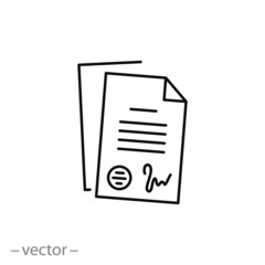 documents icon, thin line symbol for web and mobile phone on white background - editable stroke vector illustration eps10