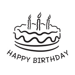 doodle cake and happy birthday, vector