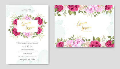 beautiful wedding invitation card floral frame template