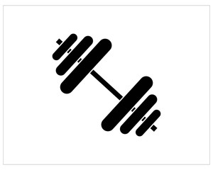 Simple black icon dumbbells icon.- vector