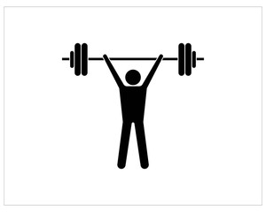 Fototapeta premium Military press icon in glyph style isolated on white background. Gym and workout symbol. training activities at the fitness center using a barbell. - vector