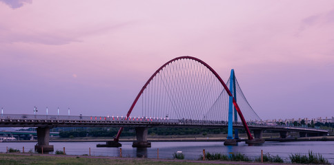 Expo Bridge at sunset in Daejeon, South Korea.