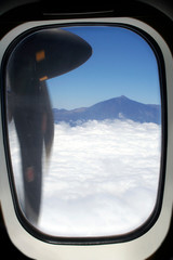 propeller airplane flying past Tenerife