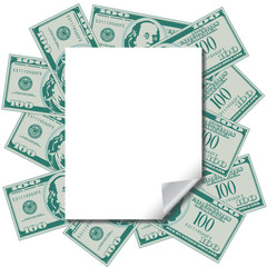 Money frames this blank page with space for your text.  Great for poster or flyer. 