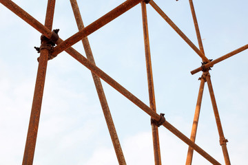 Oxidation rusty scaffolding
