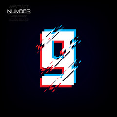 Modern number nine template, abstract of character vector