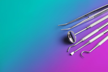 Dental tools on white background. Medical technology concept. Dental hygiene. Cure concept. Dentist...