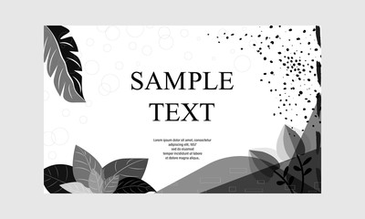 Creative fashion glamour hand drawn floral background. Vector black and white textured cards. Beautiful abstract poster.