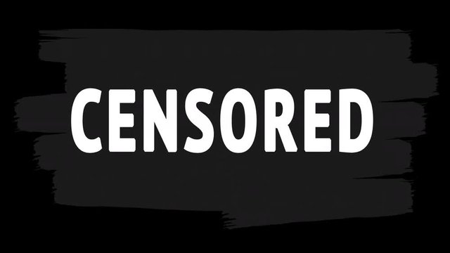 Censored - white inscription on black paint brush strokes, CG animated template. Transparent background ProRes 4444 with alpha channel in 4k UHD resolution version.