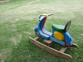 wood motorbike Shape Kids Rocking Chair