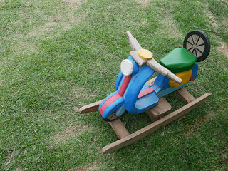 wood motorbike Shape Kids Rocking Chair
