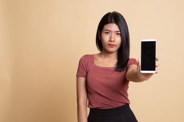Fototapeta premium Young Asian woman with mobile phone.