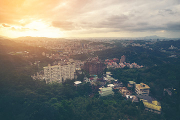 sunset cityscape of Taipei, Taiwan