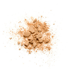 Beige crashed face powder for makeup as sample of cosmetic product, isolated on white background - Image
