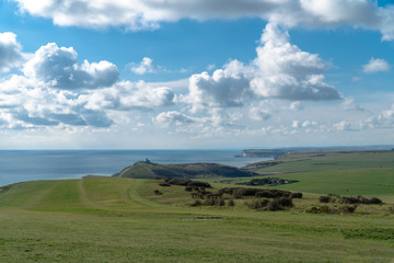 Coastline Of Southern England With Blue Sky And Clouds