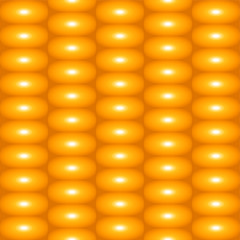 Summer texture of food corn. Seamless pattern fresh pulp of corn on the yellow background. Vector illustration