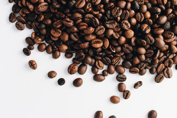 Close-up view of roasted coffee beans