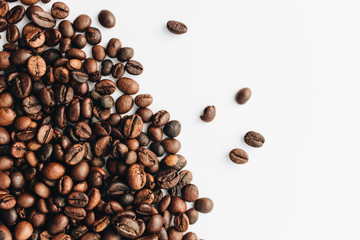 Close-up view of roasted coffee beans