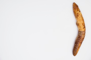 One Traditional Balkan or kifli on white background.