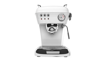 White portion coffee machine with water tank 3d render illustration on white background no shadow