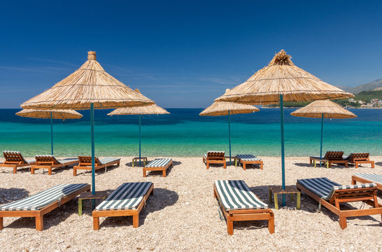 paradise beach in Himare on albanian riviera in Albania