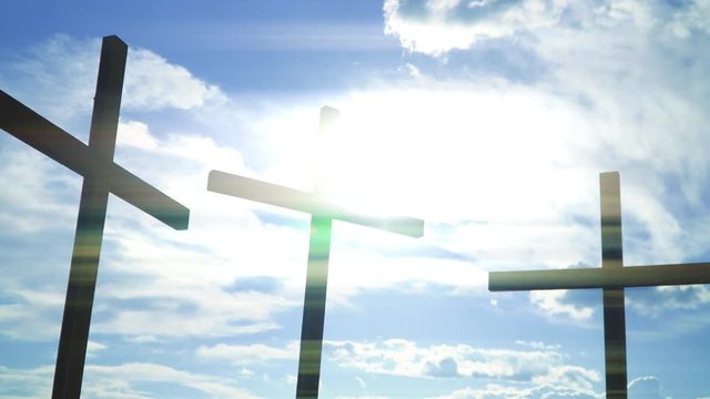 Crosses against the sun. Christian and catholic symbols.