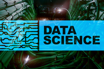Data Science Artificial Intelligence Concept. Futuristic Supercomputer background.