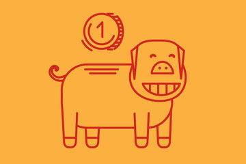Vector Piggy Bank Linear Icon