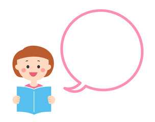 女の子 読書 勉強 朗読 吹き出し