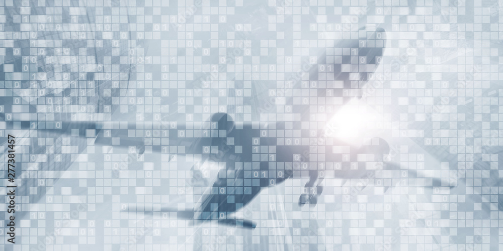 Poster digital binary code business background. matrix abstract futuristic wallpaper.